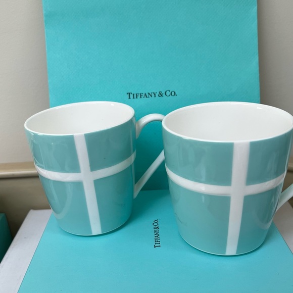 🔴Authentic TIFFANY & CO BLUE & White Ribbon Bow Mug / Cup / Glass🔴 - Picture 3 of 6
